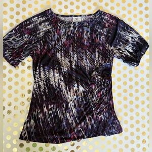 Worthington Black and White Fitted Short Sleeve Blouse